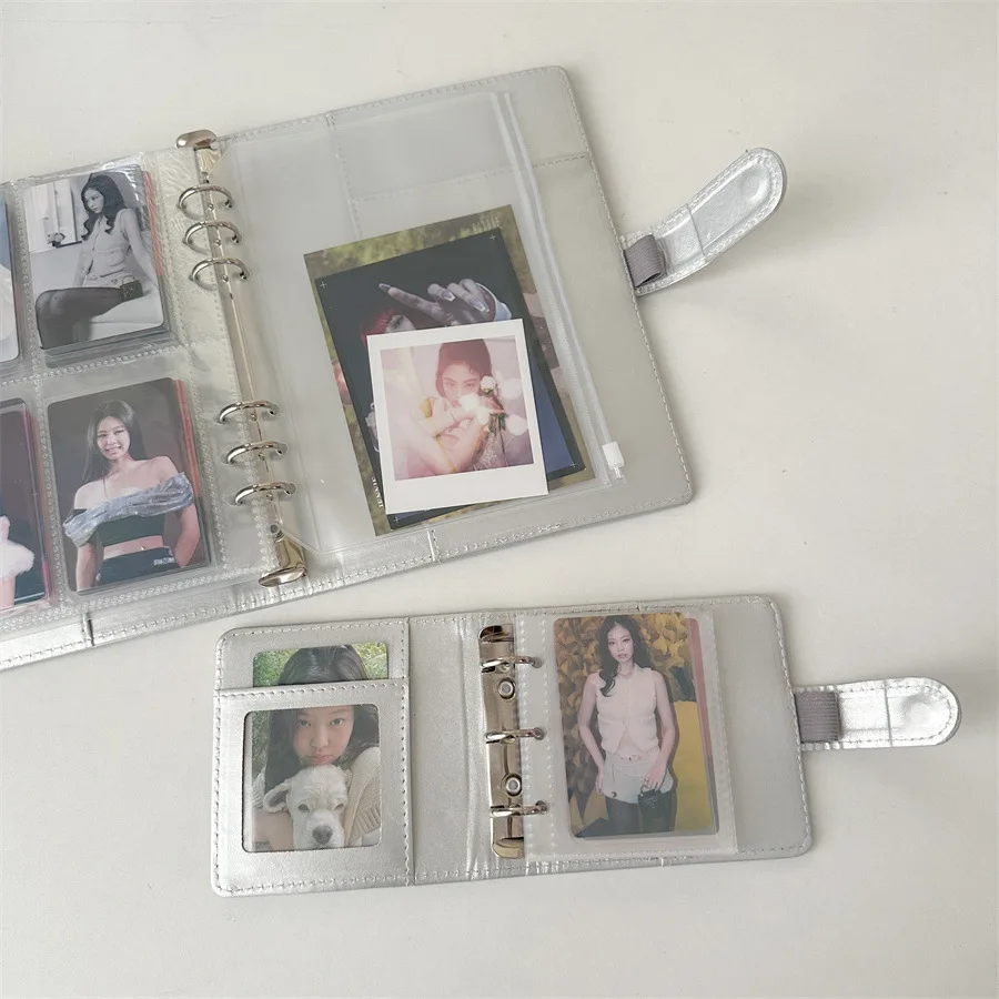 A5 A8 Instagram Silver PU Magnetic Buckle Loose Leaf PU DIY Binder Notebook Cover Diary Agenda Planning Paper Cover