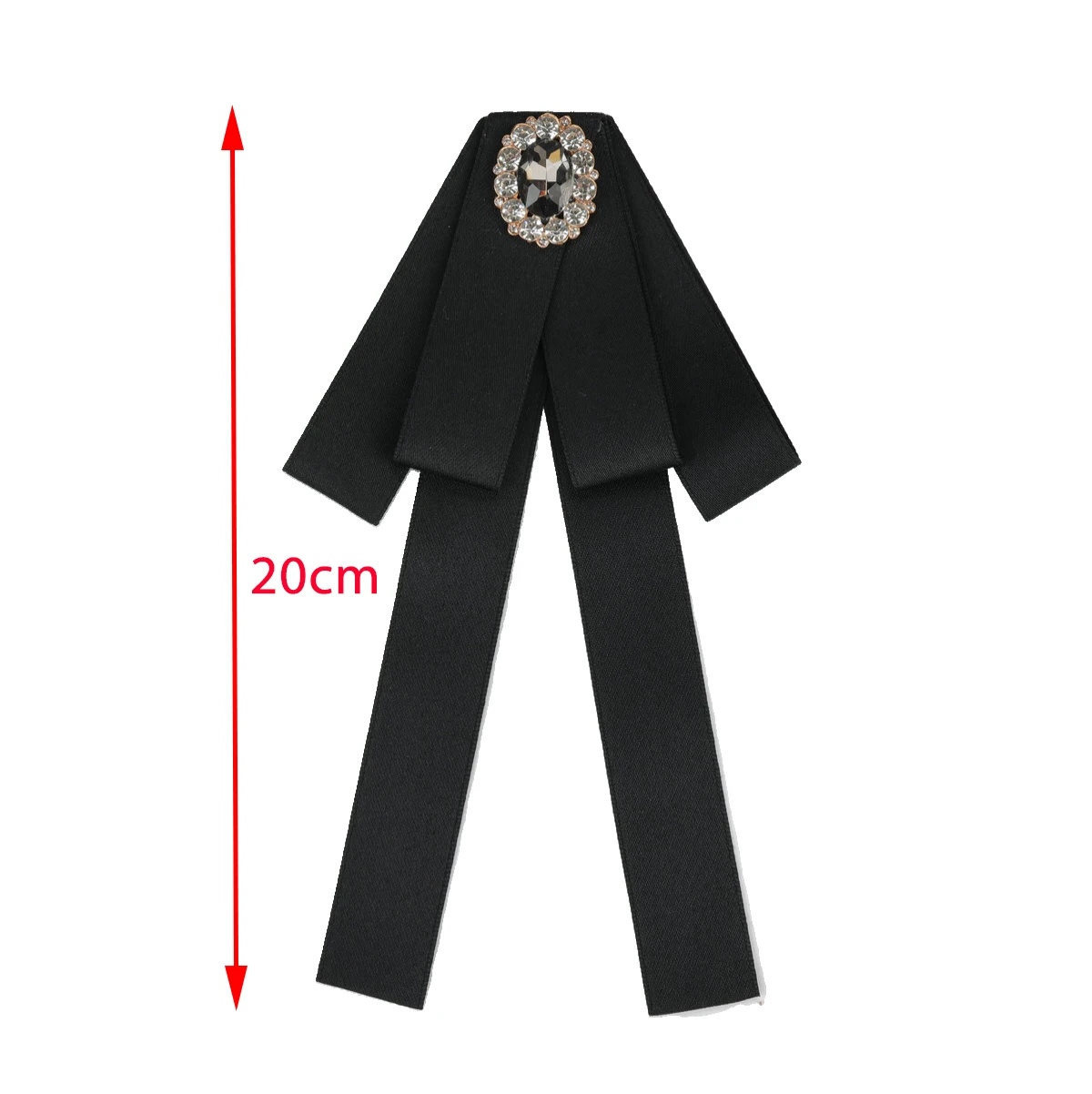 Korean Style Cotton Ribbon Solid Bow Tie Brooch For Women Crystal Collar Shirts Dress Necktie Ladies Fashion Jewelry Accessories