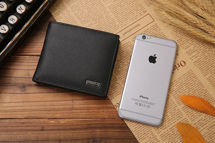 New Men Wallets Premium Product Real Cowhide for Man Short Black Walet Portefeuille Homme