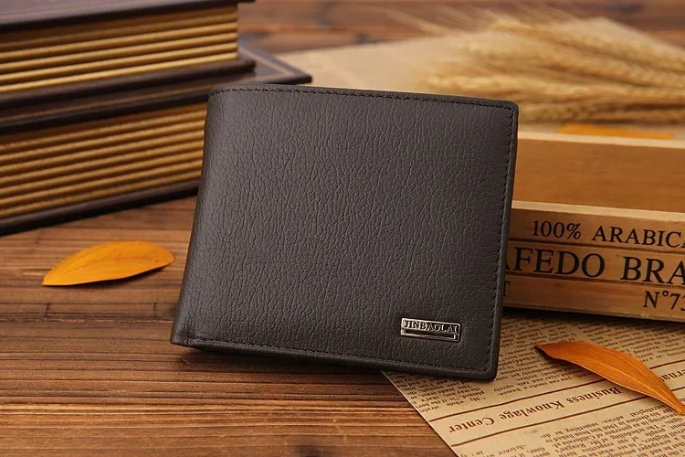 New Men Wallets Premium Product Real Cowhide for Man Short Black Walet Portefeuille Homme