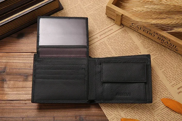 New Men Wallets Premium Product Real Cowhide for Man Short Black Walet Portefeuille Homme