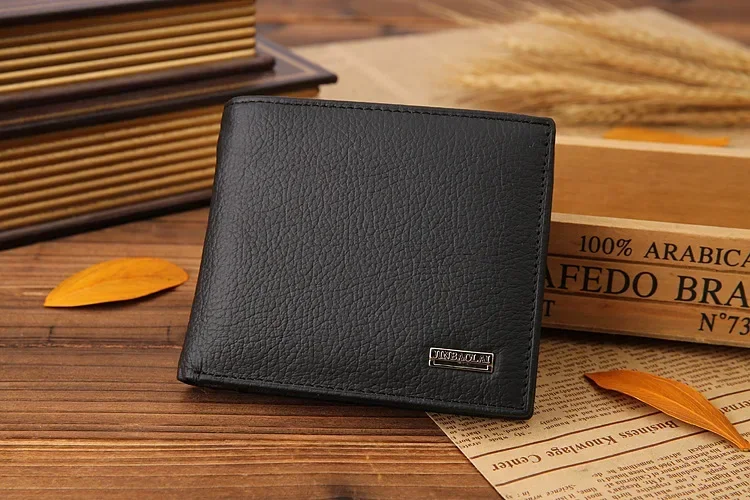 New Men Wallets Premium Product Real Cowhide for Man Short Black Walet Portefeuille Homme