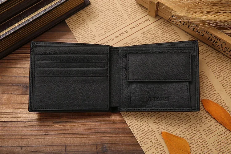 New Men Wallets Premium Product Real Cowhide for Man Short Black Walet Portefeuille Homme