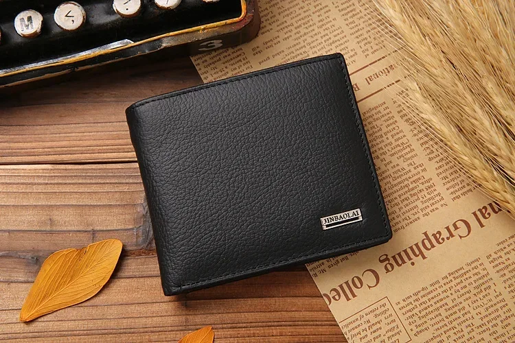 New Men Wallets Premium Product Real Cowhide for Man Short Black Walet Portefeuille Homme