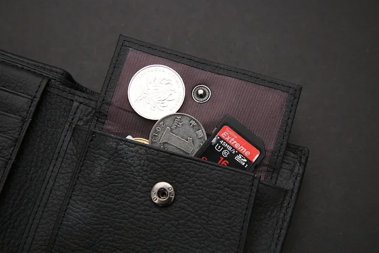 New Men Wallets Premium Product Real Cowhide for Man Short Black Walet Portefeuille Homme