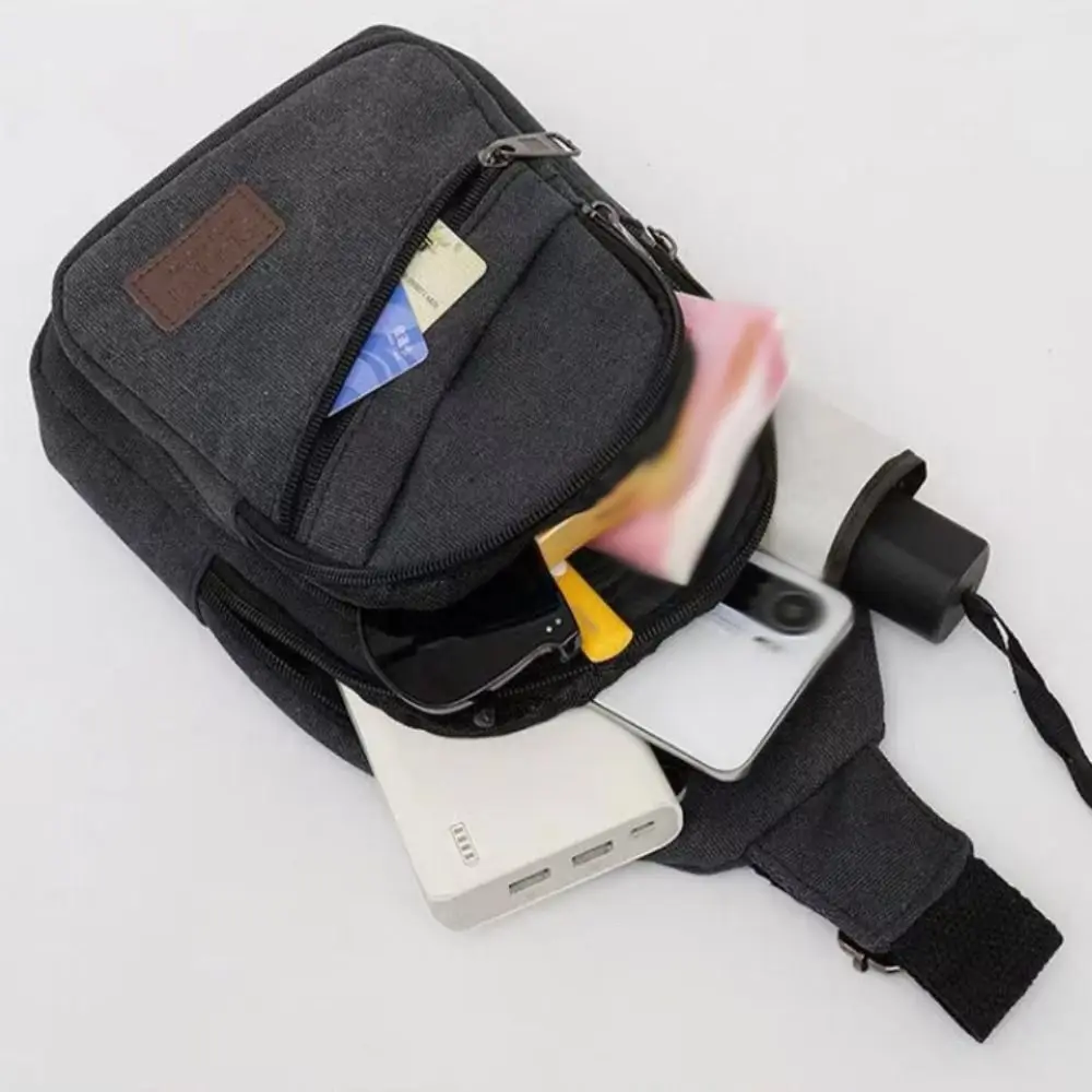 Large Capacity Men Chest Bag High Quality Light Weight Canvas Chest Pack Spatial Layering Sling Bag