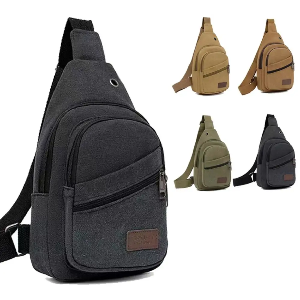 Large Capacity Men Chest Bag High Quality Light Weight Canvas Chest Pack Spatial Layering Sling Bag