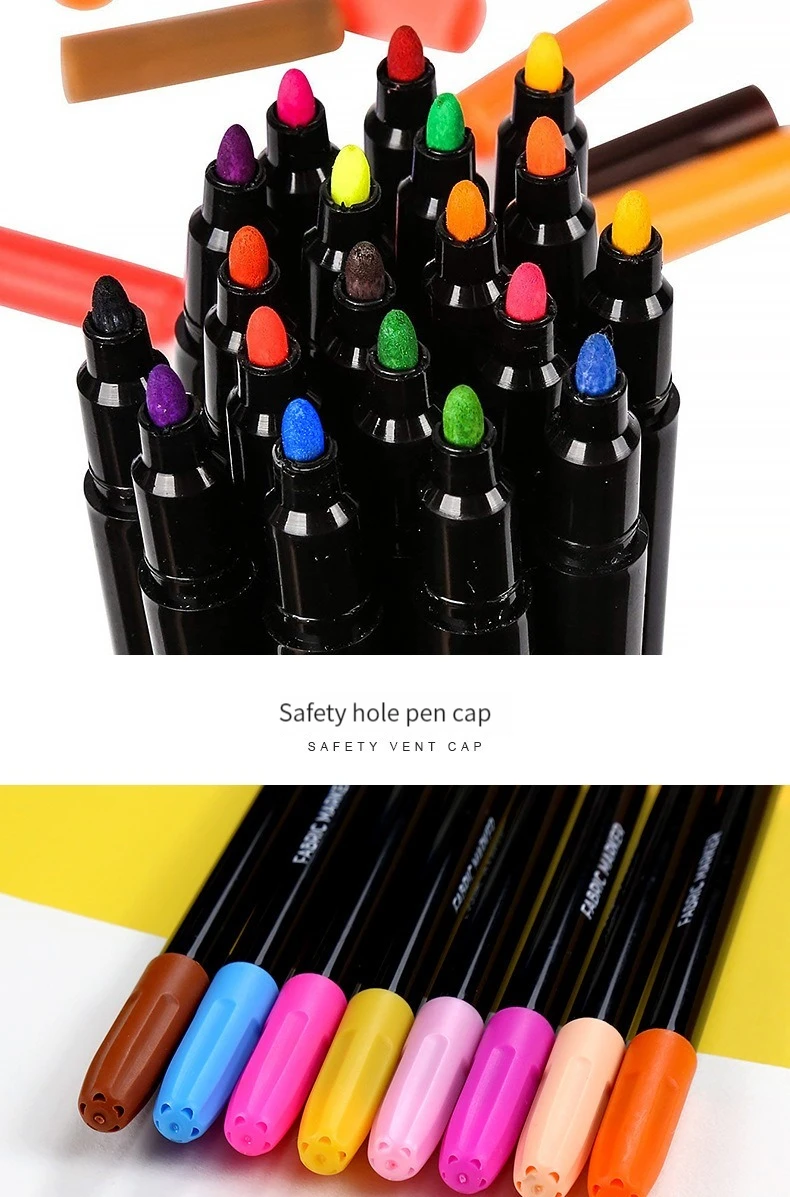 12 Colors Fabric Markers Permanent Fabric Paint Markers Pen Assorted Colors, Marker for Clothes, Textile Markers for T Shirts