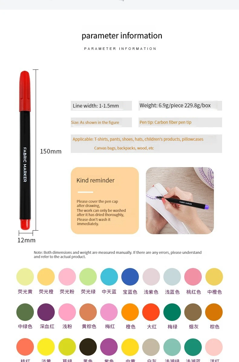 12 Colors Fabric Markers Permanent Fabric Paint Markers Pen Assorted Colors, Marker for Clothes, Textile Markers for T Shirts