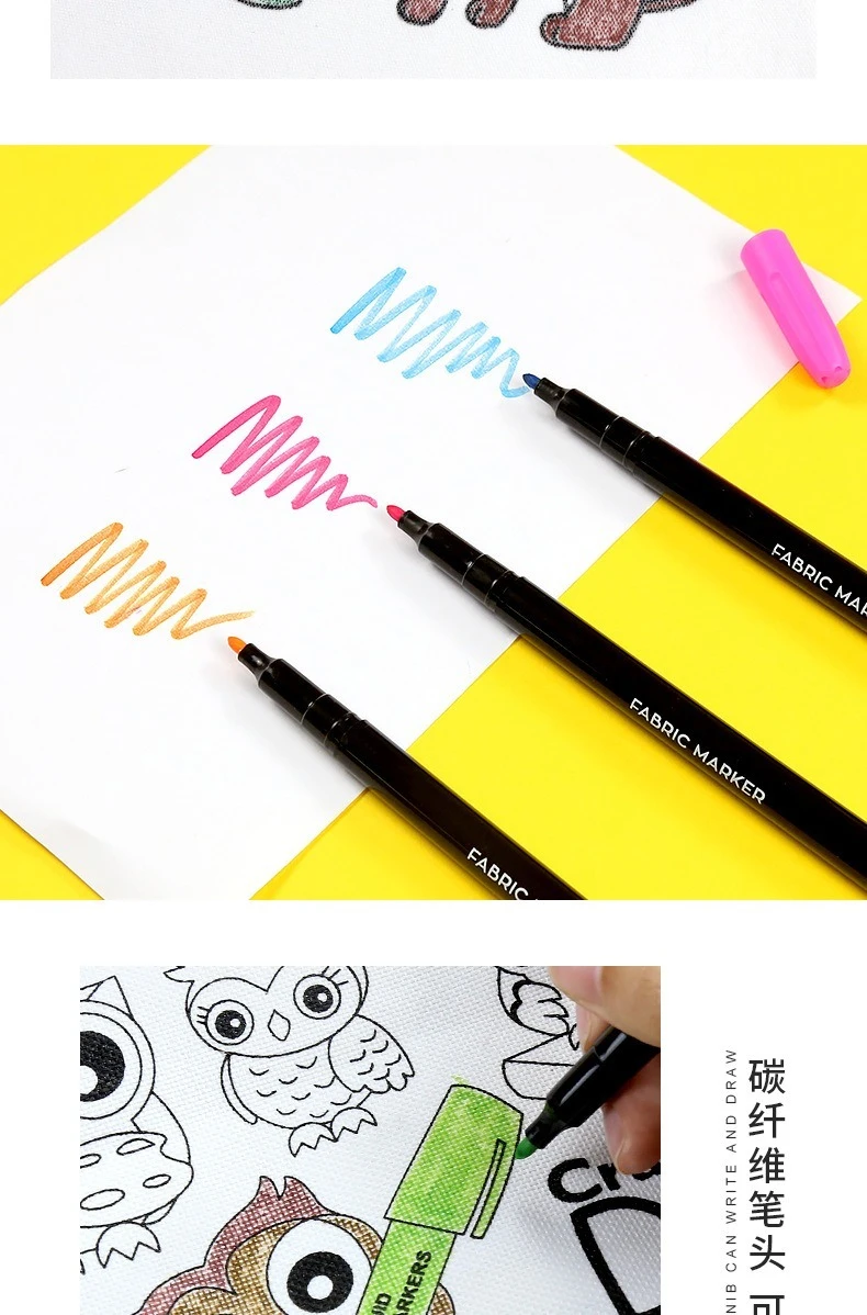 12 Colors Fabric Markers Permanent Fabric Paint Markers Pen Assorted Colors, Marker for Clothes, Textile Markers for T Shirts