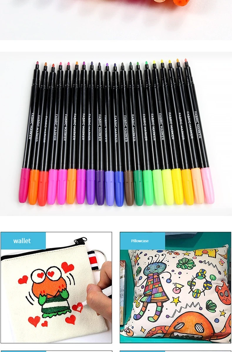 12 Colors Fabric Markers Permanent Fabric Paint Markers Pen Assorted Colors, Marker for Clothes, Textile Markers for T Shirts