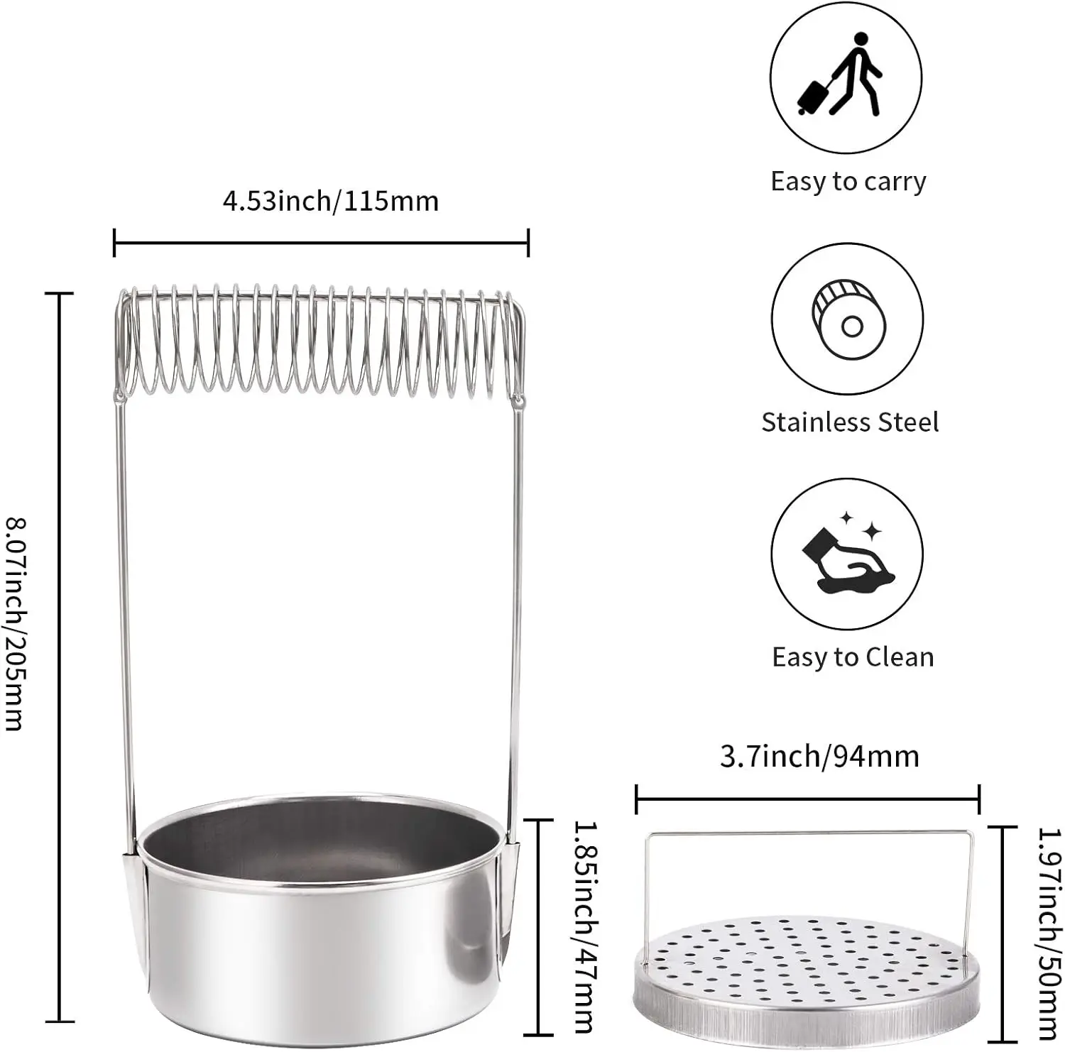 1pc Stainless Steel Single/Double Dipper Palette Cup Oil Container Paint Megilp Turpentine Solvent Container with Screw Cap