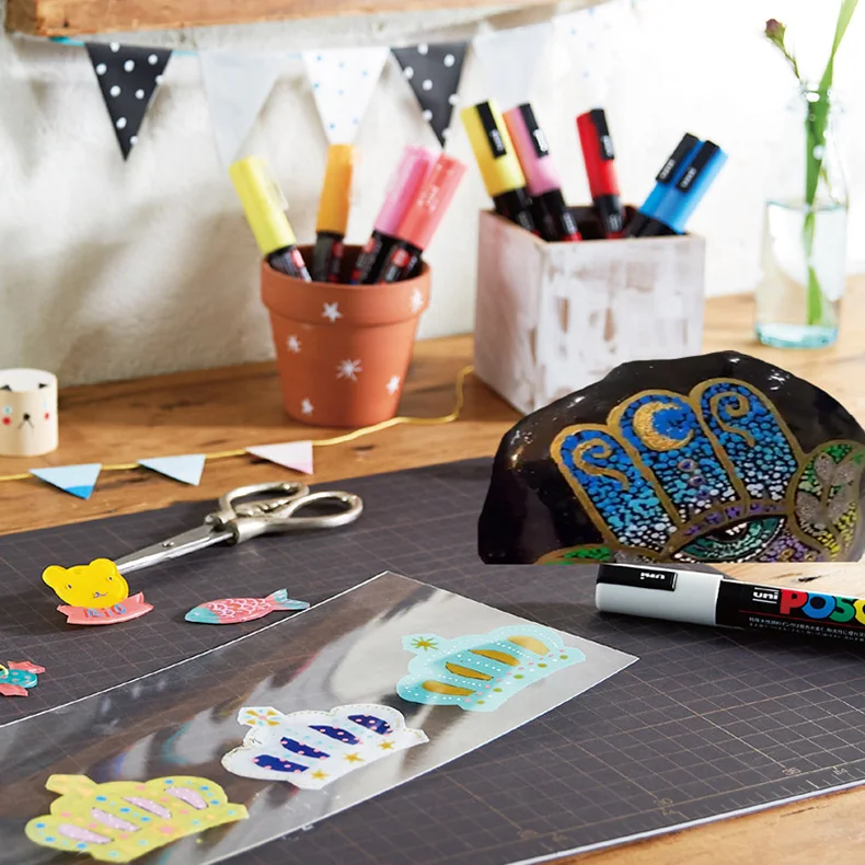 Posca Gold/Silver Metallic Marker White/Black Paint Art Pens, Non-toxic Permanent Professional Drawing Tools School Accessories