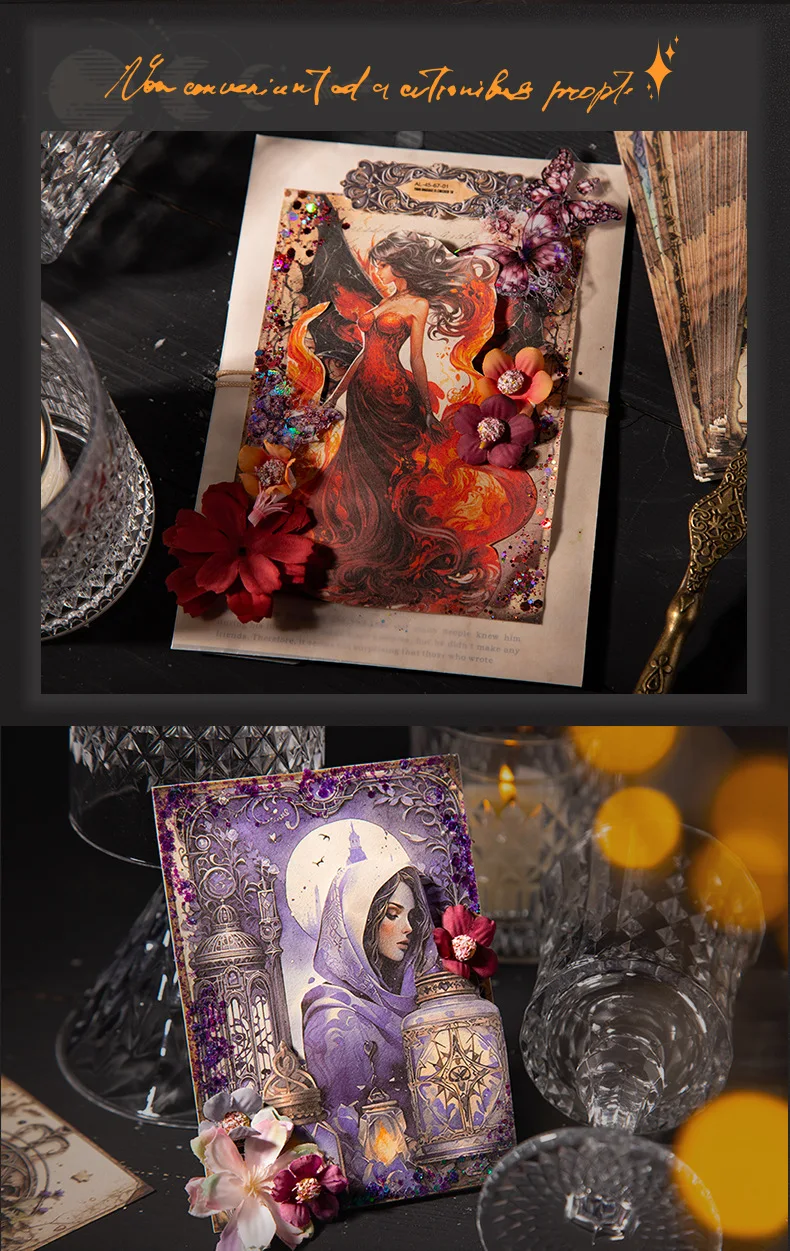 30pcs/lot Memo Pads Material Paper The Secret of Witchcraft Junk Journal Scrapbooking Cards Retro Background Decoration Paper