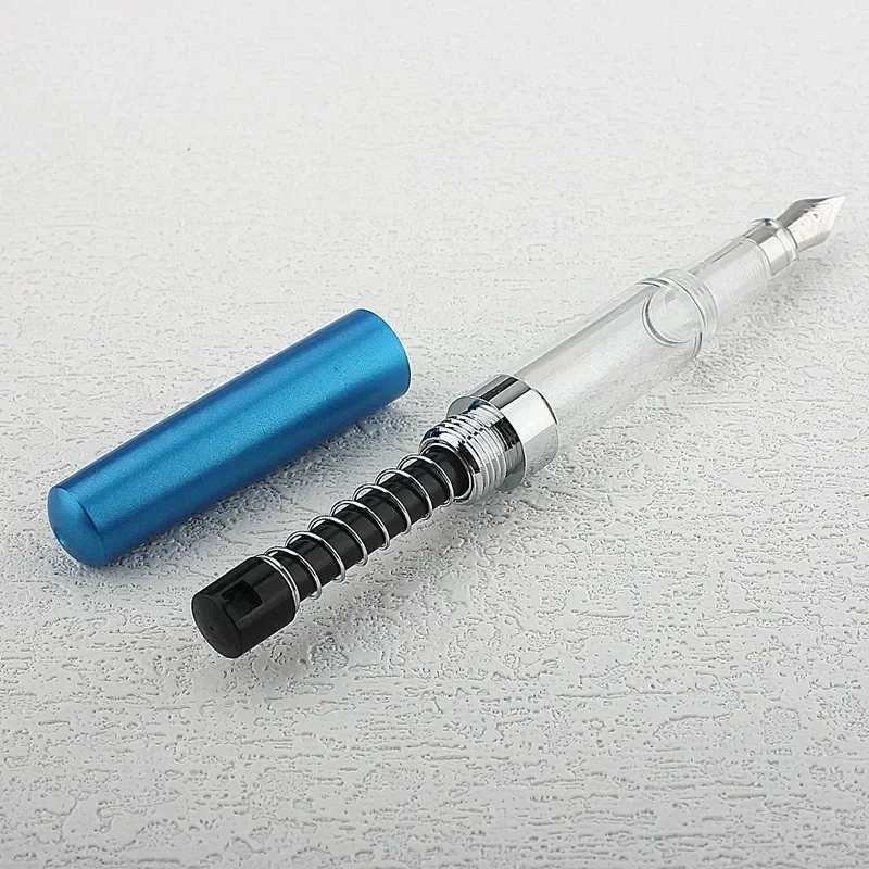 Press Type Ink Suction Fountain Pen Titanium Vacuum Filled Pen EF0.38Nib Transparent Smooth Writing Stationery Supplies