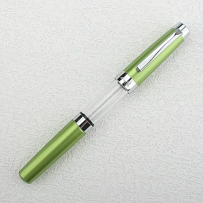 Press Type Ink Suction Fountain Pen Titanium Vacuum Filled Pen EF0.38Nib Transparent Smooth Writing Stationery Supplies