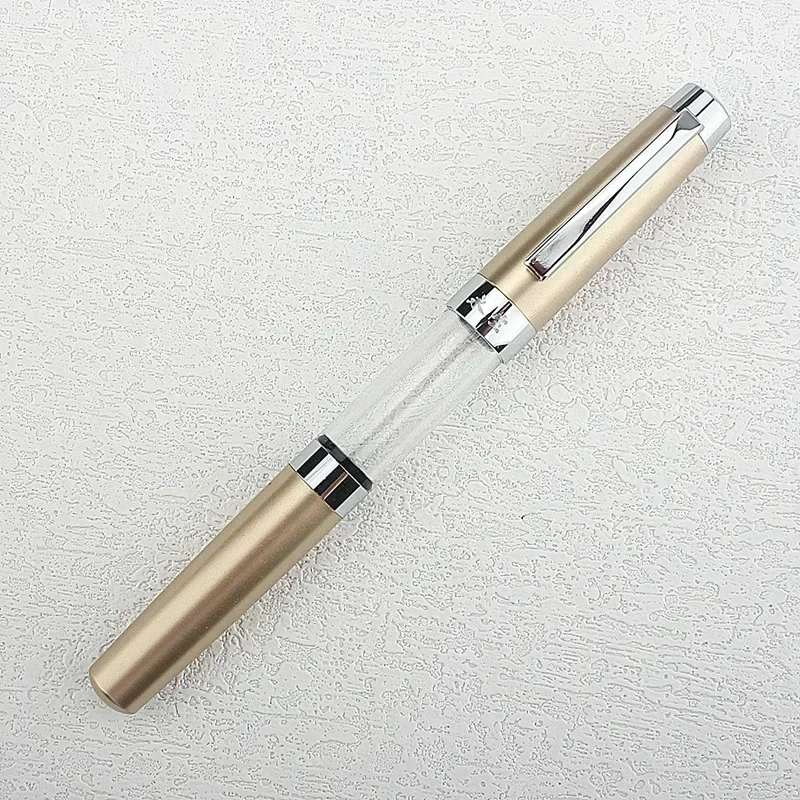 Press Type Ink Suction Fountain Pen Titanium Vacuum Filled Pen EF0.38Nib Transparent Smooth Writing Stationery Supplies