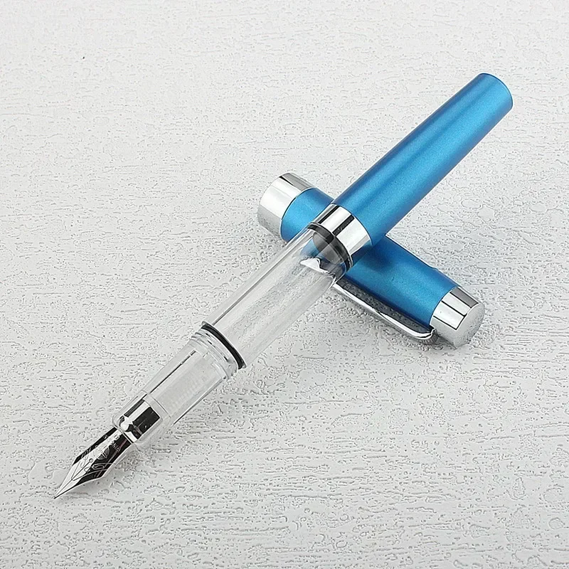 Press Type Ink Suction Fountain Pen Titanium Vacuum Filled Pen EF0.38Nib Transparent Smooth Writing Stationery Supplies