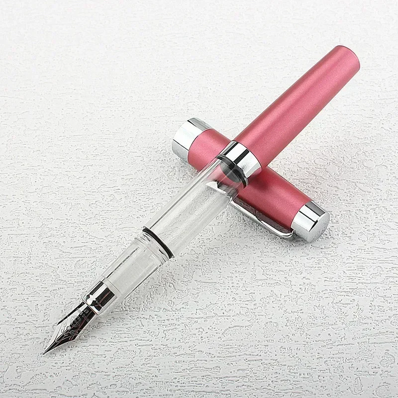 Press Type Ink Suction Fountain Pen Titanium Vacuum Filled Pen EF0.38Nib Transparent Smooth Writing Stationery Supplies