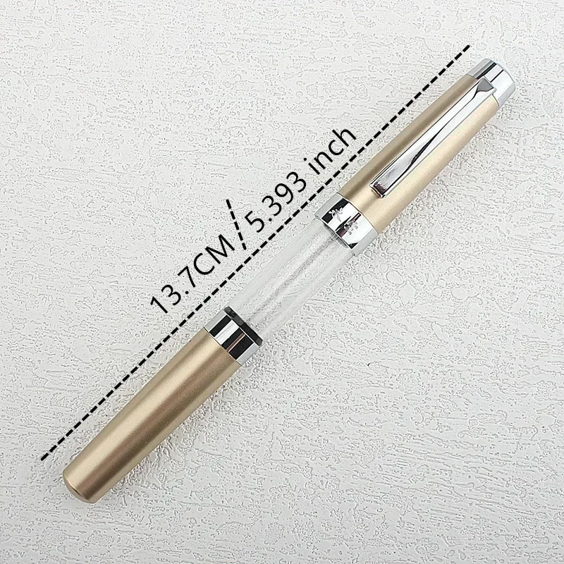 Press Type Ink Suction Fountain Pen Titanium Vacuum Filled Pen EF0.38Nib Transparent Smooth Writing Stationery Supplies