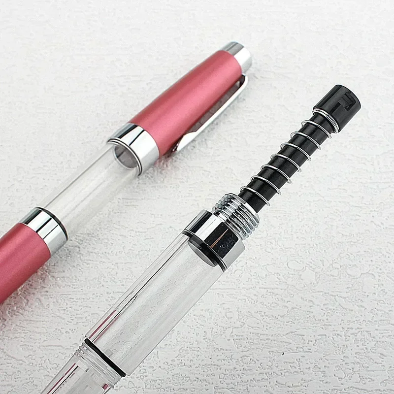 Press Type Ink Suction Fountain Pen Titanium Vacuum Filled Pen EF0.38Nib Transparent Smooth Writing Stationery Supplies