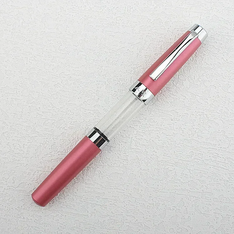 Press Type Ink Suction Fountain Pen Titanium Vacuum Filled Pen EF0.38Nib Transparent Smooth Writing Stationery Supplies