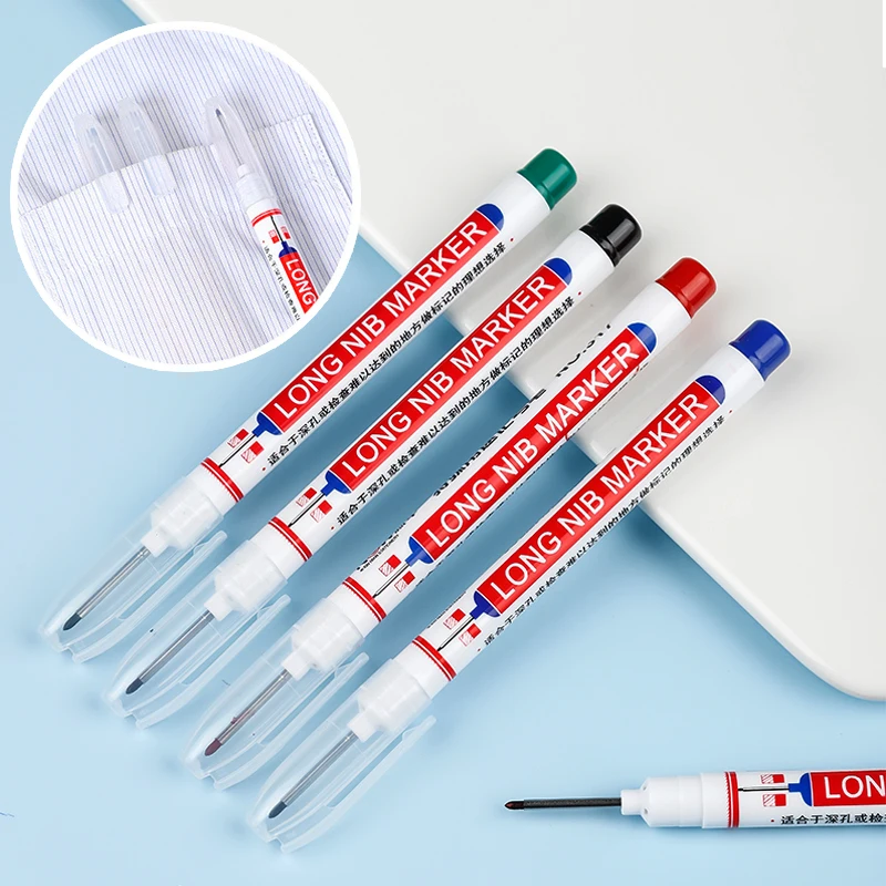 1/3Pcs/Set Long Head Markers Bathroom Woodworking Decoration Multi-purpose Deep Hole Marker Pens Red/Black/Blue/Green/White Ink