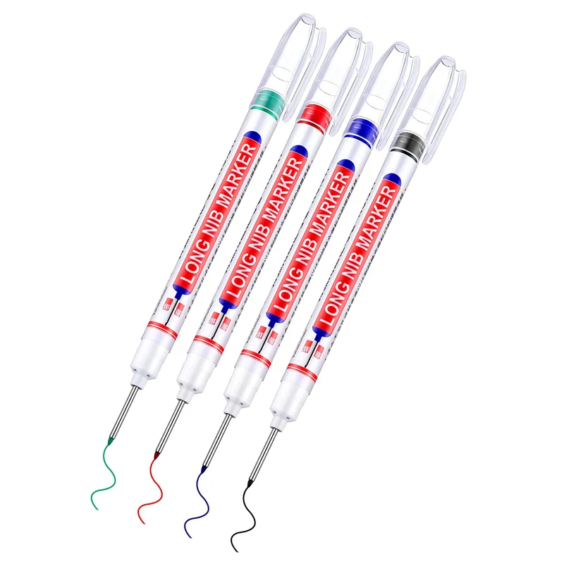 1/3Pcs/Set Long Head Markers Bathroom Woodworking Decoration Multi-purpose Deep Hole Marker Pens Red/Black/Blue/Green/White Ink