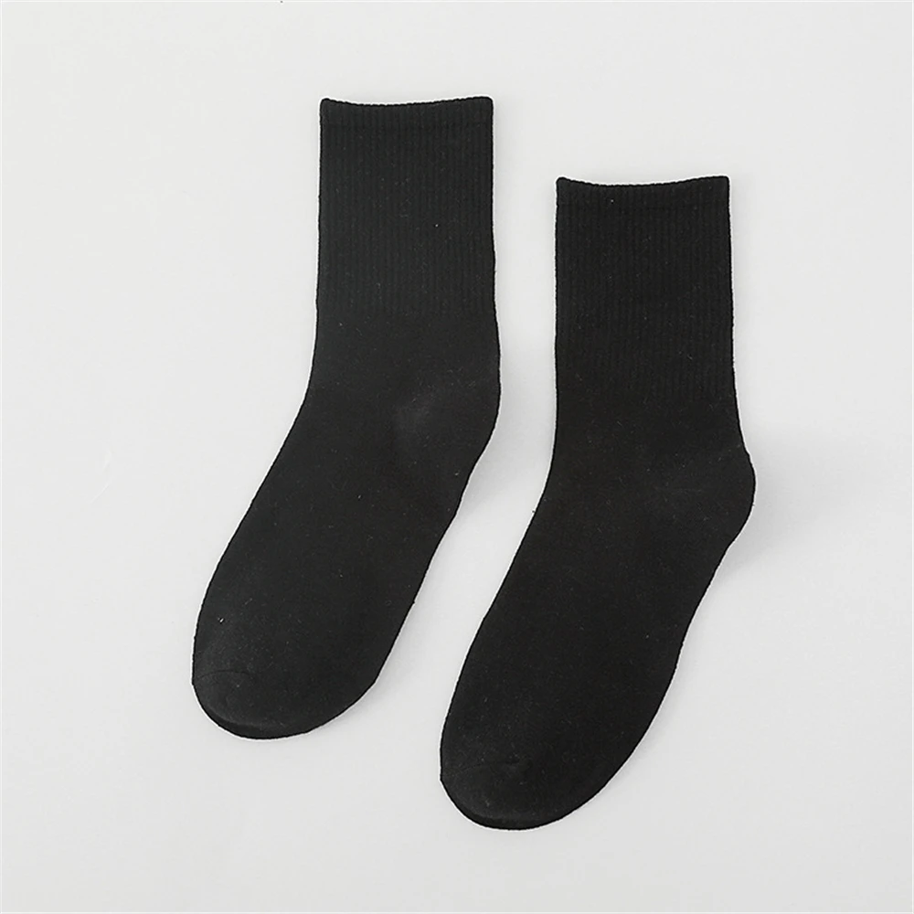 New Cow Lovely Harajuku Japanese Style Cotton Women Striped Solid Breathable Casual Cartoon Socks White Black Dropship