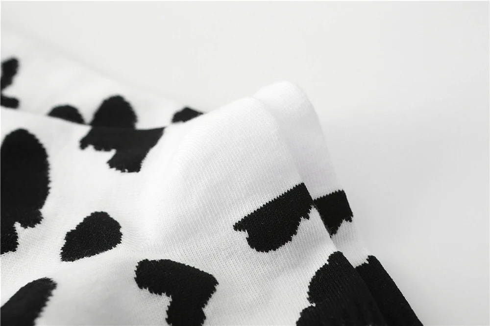 New Cow Lovely Harajuku Japanese Style Cotton Women Striped Solid Breathable Casual Cartoon Socks White Black Dropship