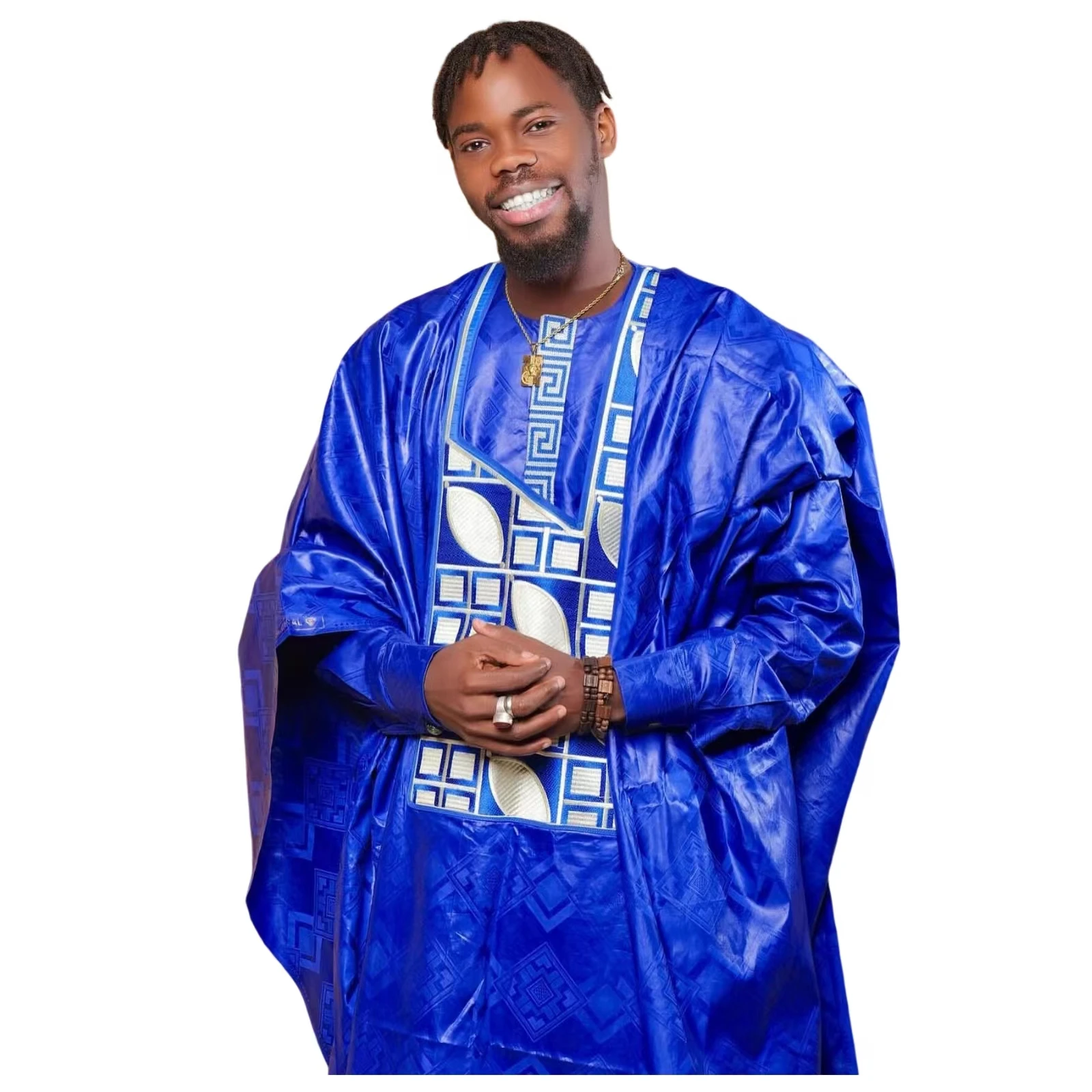 African Clothes For Man Bazin Riche Embroidery Design Top Long Sleeve