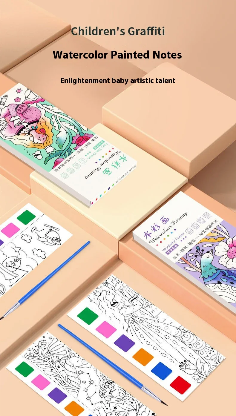 Portable Watercolor Painting Book Paint With Water Gouache Graffiti Picture Coloring Books Brush Set Drawing Students Gift