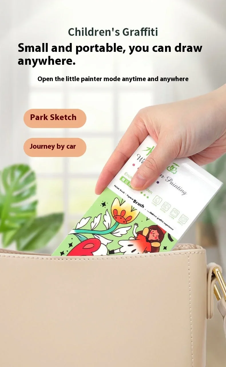 Portable Watercolor Painting Book Paint With Water Gouache Graffiti Picture Coloring Books Brush Set Drawing Students Gift