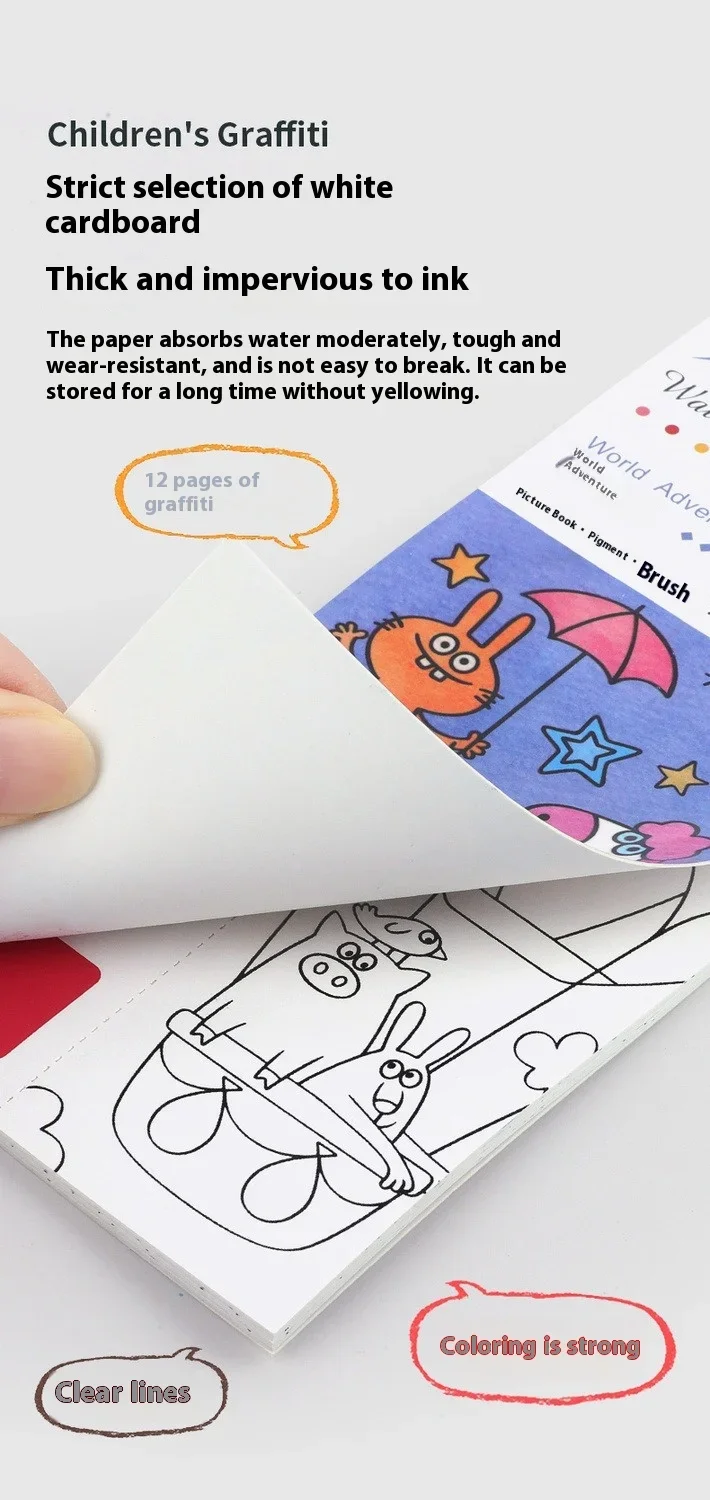 Portable Watercolor Painting Book Paint With Water Gouache Graffiti Picture Coloring Books Brush Set Drawing Students Gift