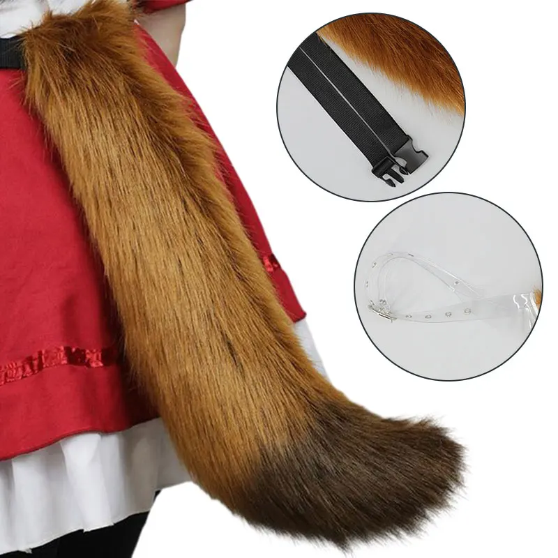 Women Cute Plush Fox Ear Headband Long Fluffy Fox Tail Adjustable Furry Wolf Tail Role Play Anime Performance Cosplay Costume