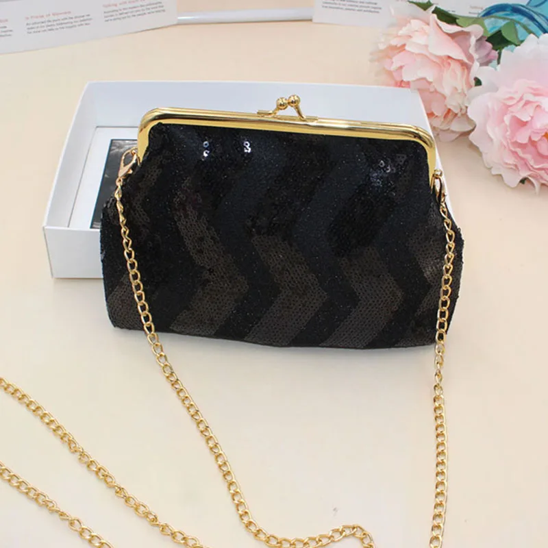 1 PC Sequined Single-Shoulder Crossbody Bag, Holding a Makeup Bag, Women's Wallet Mobile Phone Bag Chain Bag