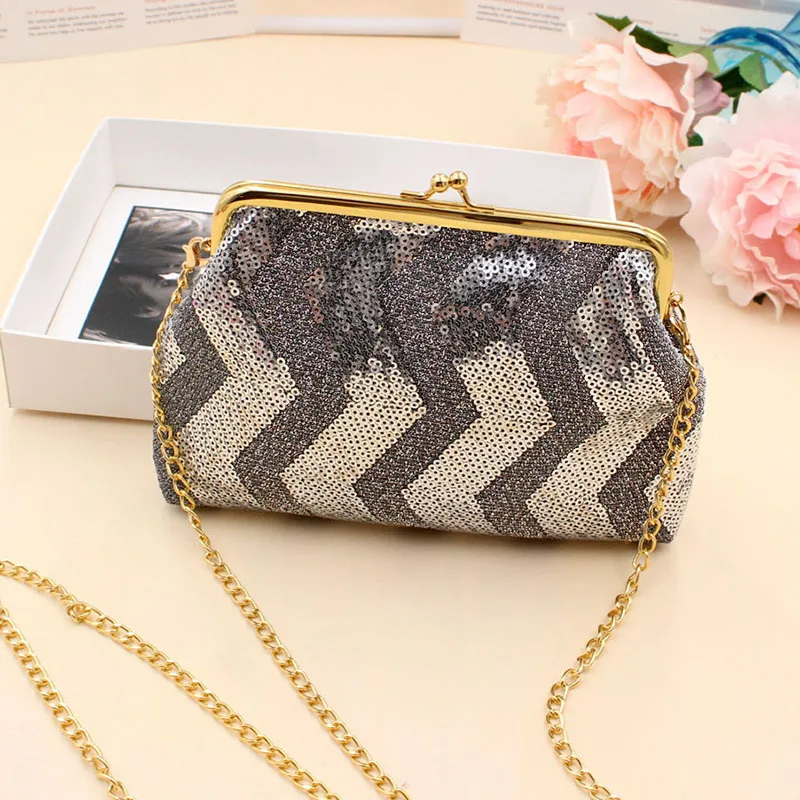 1 PC Sequined Single-Shoulder Crossbody Bag, Holding a Makeup Bag, Women's Wallet Mobile Phone Bag Chain Bag
