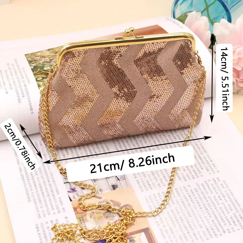 1 PC Sequined Single-Shoulder Crossbody Bag, Holding a Makeup Bag, Women's Wallet Mobile Phone Bag Chain Bag