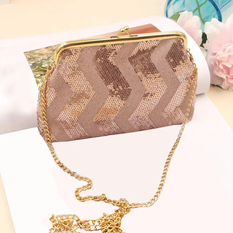 1 PC Sequined Single-Shoulder Crossbody Bag, Holding a Makeup Bag, Women's Wallet Mobile Phone Bag Chain Bag
