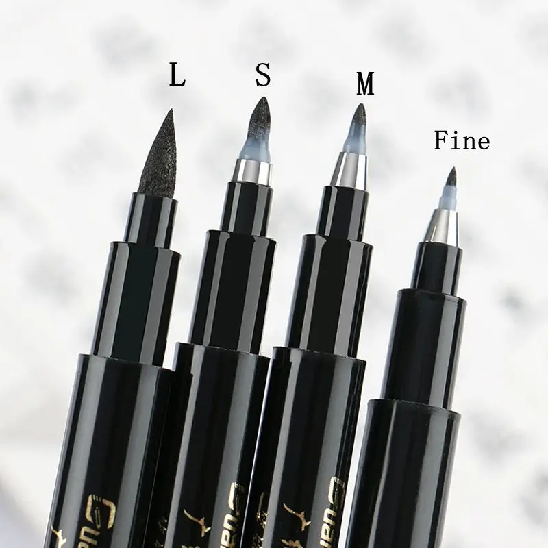 GN 4Pcs Calligraphy Pen Hand Lettering Art Pens Brush Ink Lettering Pens Markers for Writing Drawing Black Ink Pens Art Marker