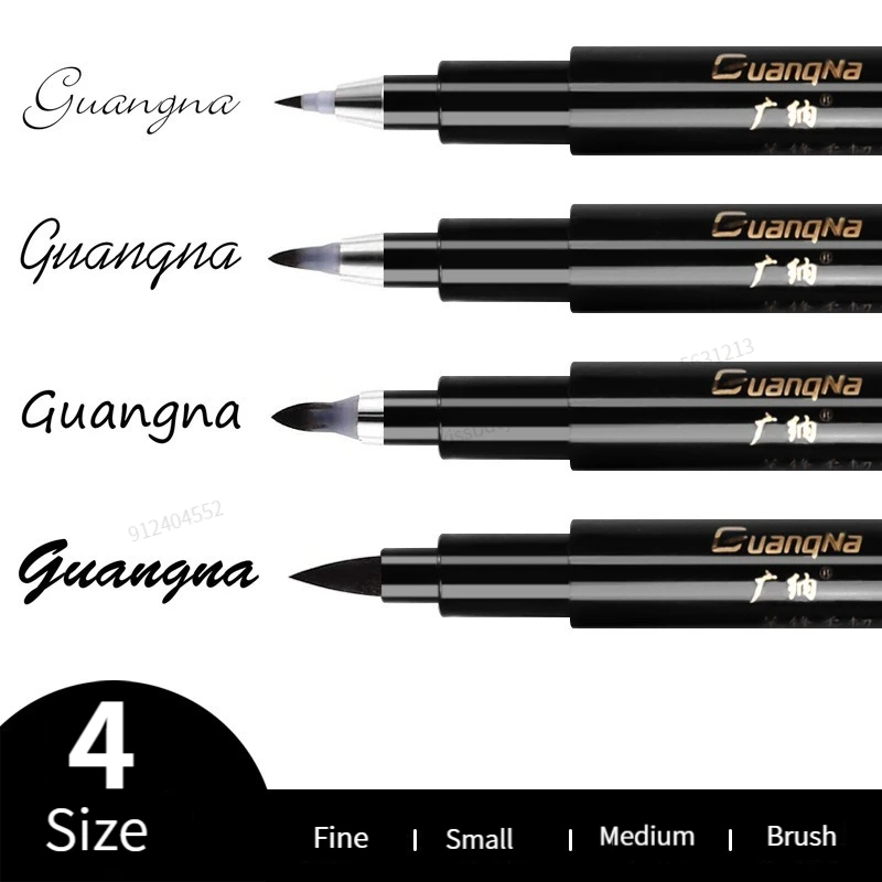 GN 4Pcs Calligraphy Pen Hand Lettering Art Pens Brush Ink Lettering Pens Markers for Writing Drawing Black Ink Pens Art Marker
