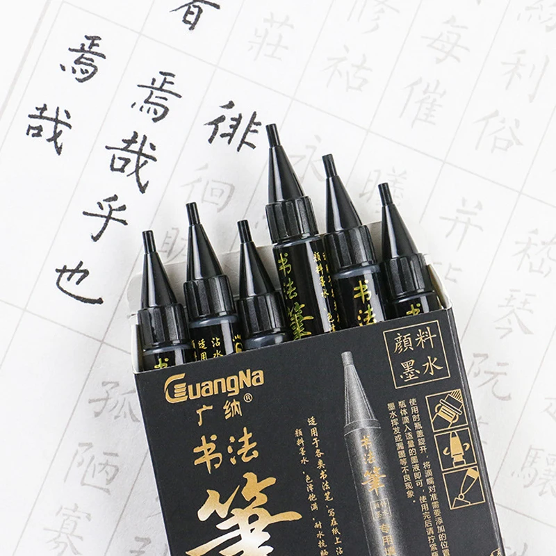 GN 4Pcs Calligraphy Pen Hand Lettering Art Pens Brush Ink Lettering Pens Markers for Writing Drawing Black Ink Pens Art Marker