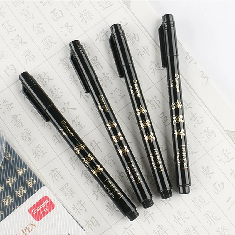 GN 4Pcs Calligraphy Pen Hand Lettering Art Pens Brush Ink Lettering Pens Markers for Writing Drawing Black Ink Pens Art Marker