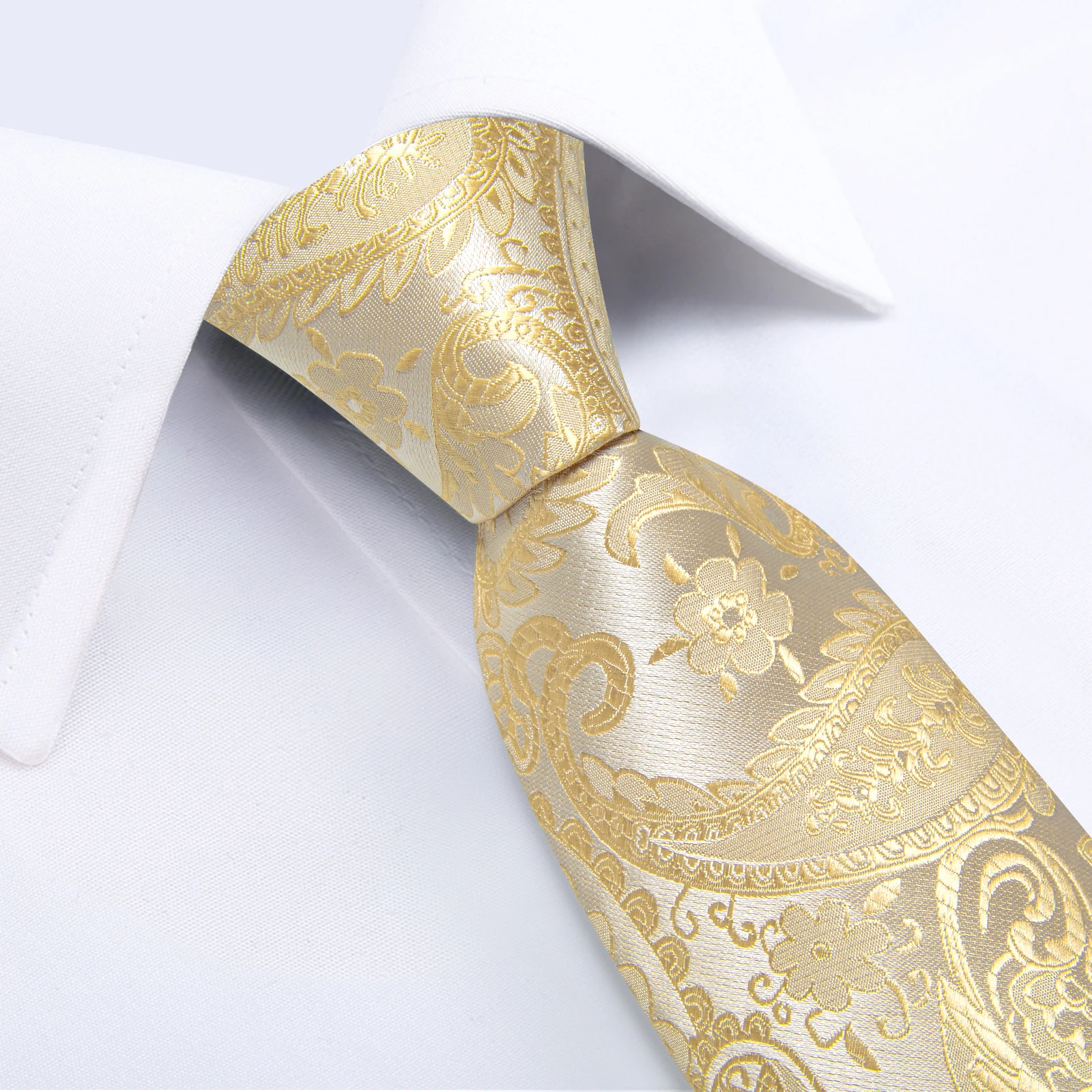 Elegant Beige Yellow Floral Plaid Paisley Solid Ties for Men 8cm Wedding Prom Groom Necktie Cravat Accessories Gift