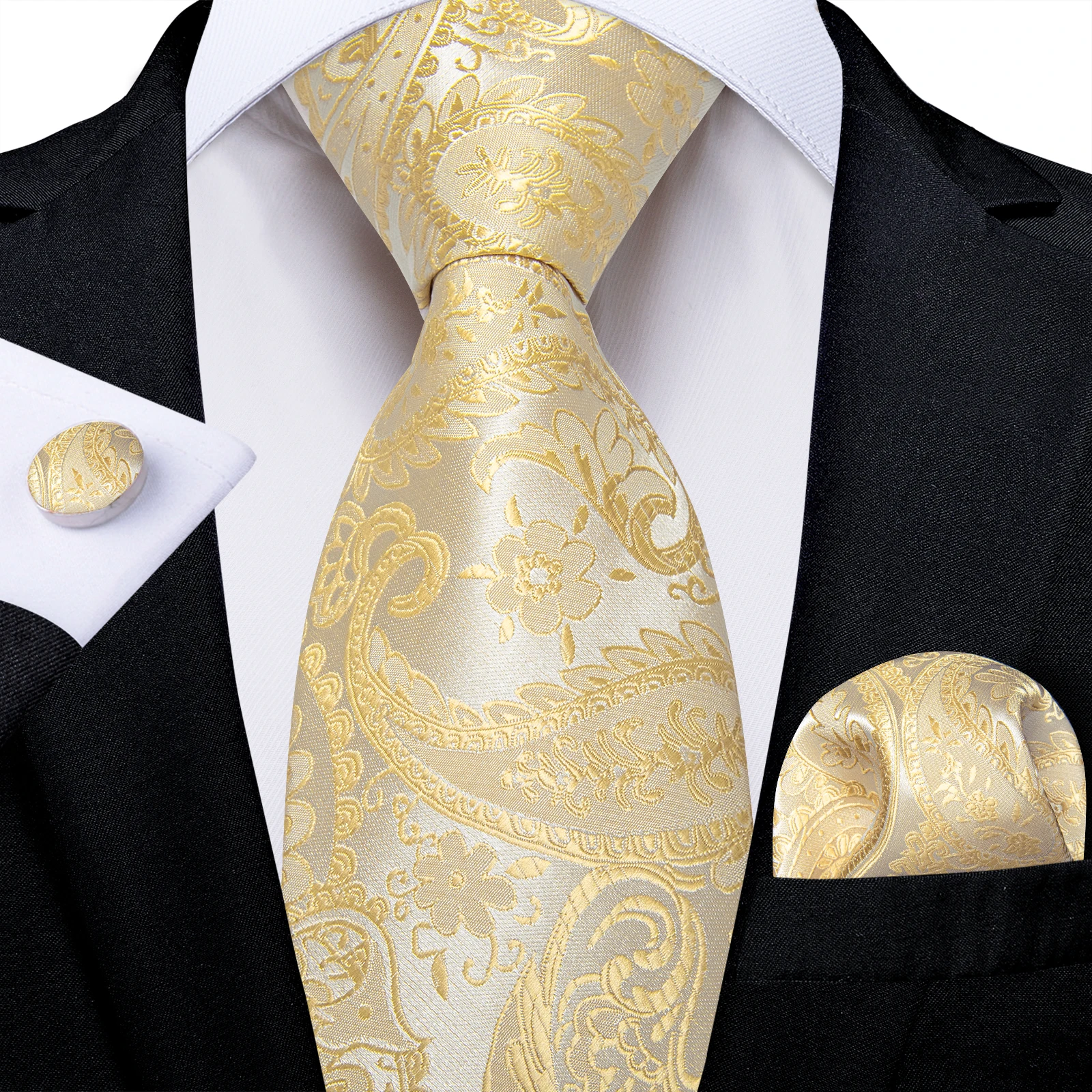 Elegant Beige Yellow Floral Plaid Paisley Solid Ties for Men 8cm Wedding Prom Groom Necktie Cravat Accessories Gift
