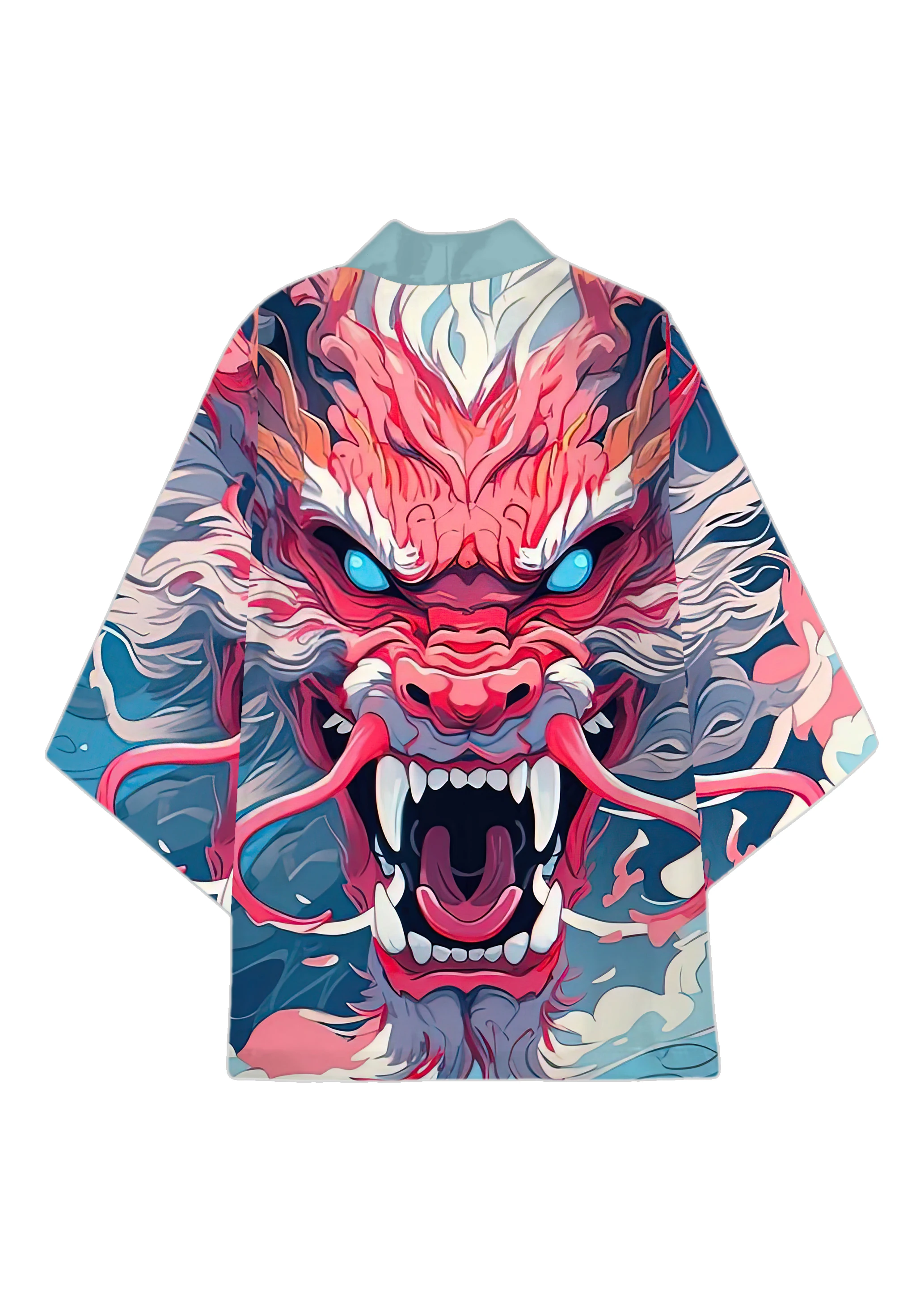 Japanese Traditional Samurai Kimono Men Women Anime Dragon Printed Green Loose Cardigan 3/4 Sleeve Harajuku Haori Coaplay Shirt
