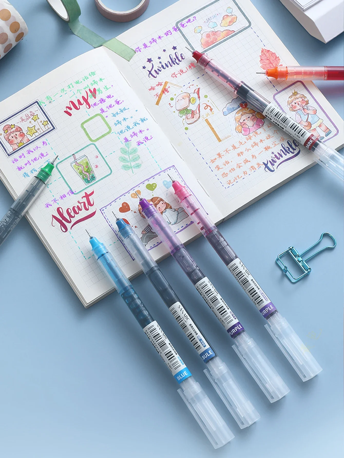 10 Pcs Color Gel pens.Quick Drying Large Capacity,0.5mm, suitable for Students, Note-taking, Marking, Drawing, Bookkeeping.