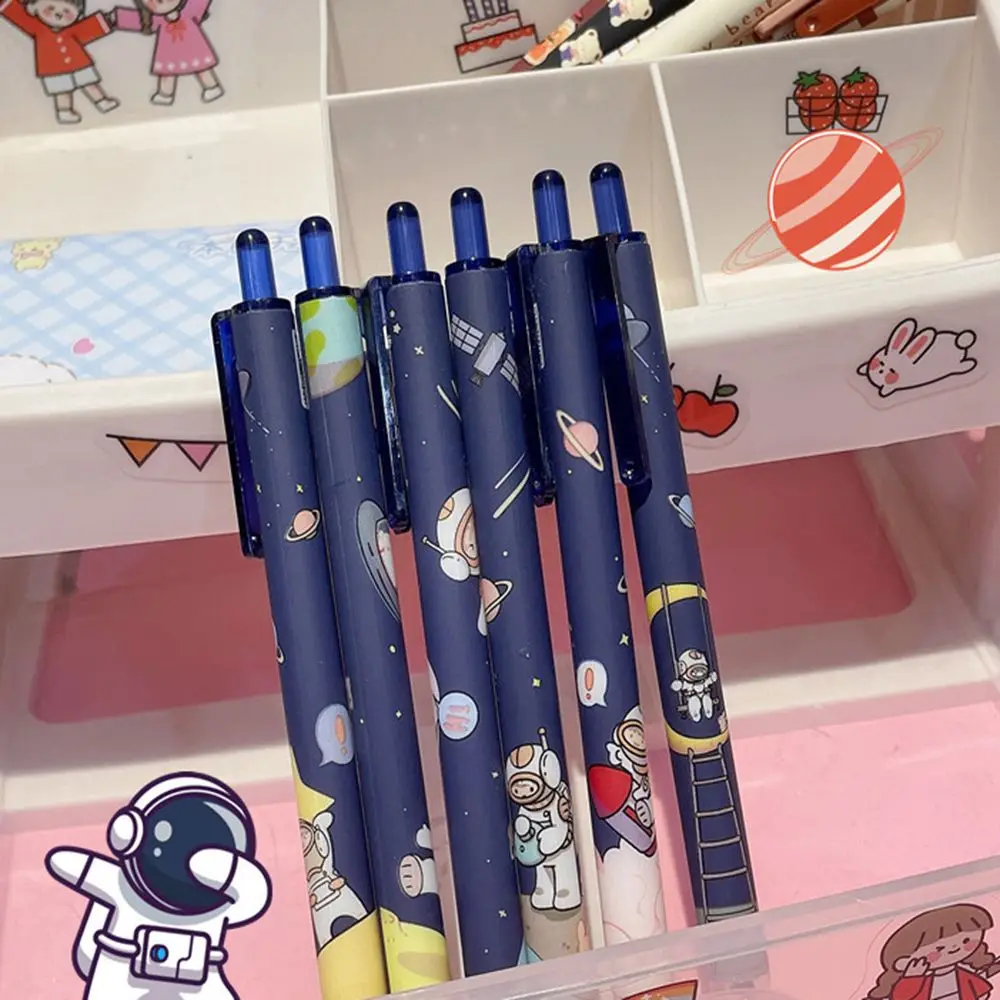 Cute Cartoon Design Ballpoint Pen 0.5mm Bear Peach Astronaut Writing Gel Pens Press Type Rollerball Pen Learning Office Supplies