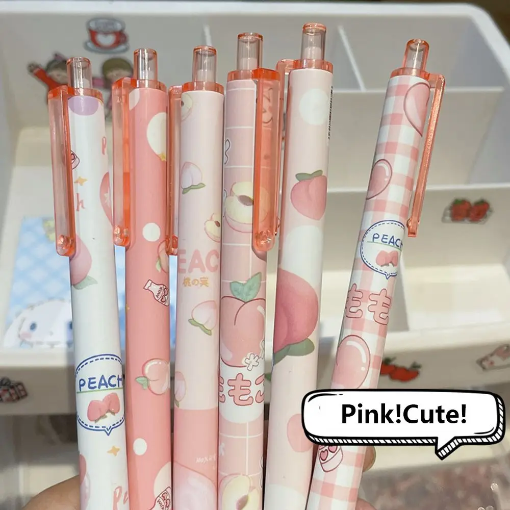 Cute Cartoon Design Ballpoint Pen 0.5mm Bear Peach Astronaut Writing Gel Pens Press Type Rollerball Pen Learning Office Supplies