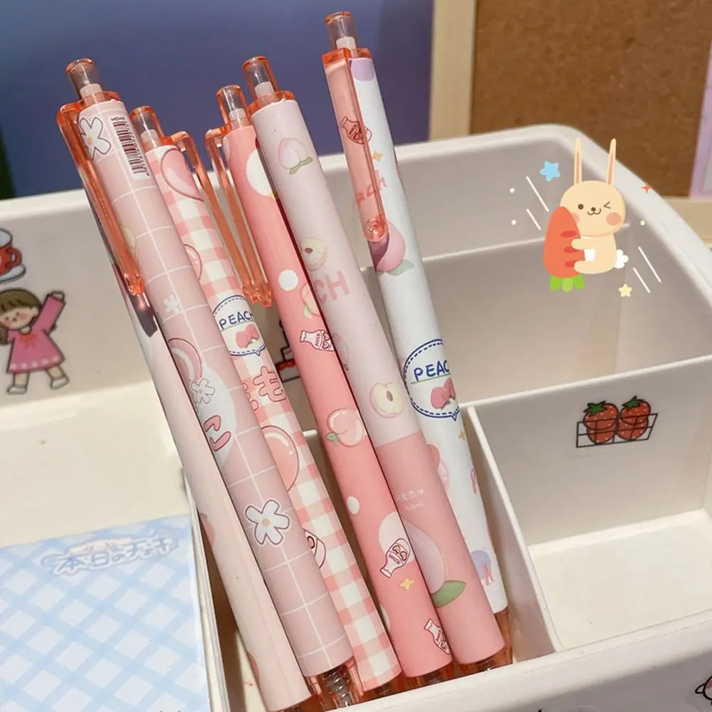 Cute Cartoon Design Ballpoint Pen 0.5mm Bear Peach Astronaut Writing Gel Pens Press Type Rollerball Pen Learning Office Supplies